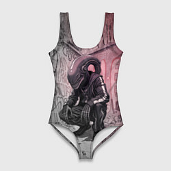 Купальник-боди 3D женский Ксеноморф в розовых тонах, цвет: 3D-принт
