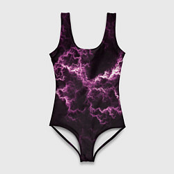 Купальник-боди 3D женский Lightning pink glow, цвет: 3D-принт