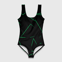 Купальник-боди 3D женский Color light green line, цвет: 3D-принт