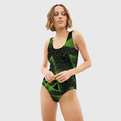 Купальник-боди 3D женский Triangles with dots, цвет: 3D-принт — фото 2