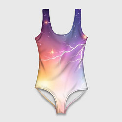 Женский купальник-боди Магический фон с молниями и звездами