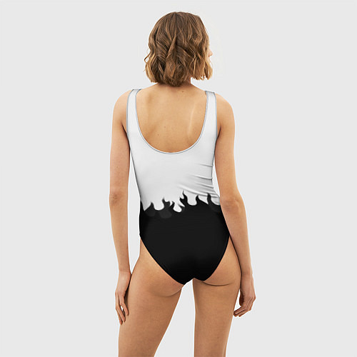 Женский купальник-боди Barcelona черный огонь / 3D-принт – фото 4