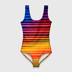 Купальник-боди 3D женский Полосатый градиент, цвет: 3D-принт