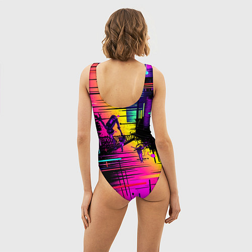 Женский купальник-боди Дискотечная абстракция / 3D-принт – фото 4