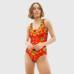 Купальник-боди 3D женский Традиционный русский узор, цвет: 3D-принт — фото 2