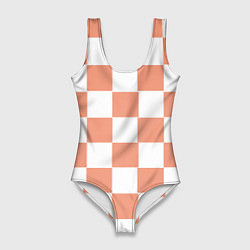 Женский купальник-боди Квадраты оранжевые