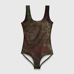 Женский купальник-боди Абстракция - green fabric soaked in red paint
