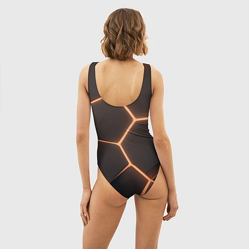 Женский купальник-боди Серая текстура из сот / 3D-принт – фото 4