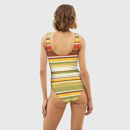 Женский купальник-боди Горизонтальные полосы / 3D-принт – фото 4