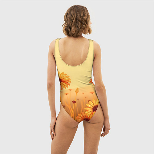 Женский купальник-боди Цветы на закате / 3D-принт – фото 4