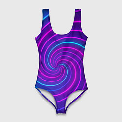 Купальник-боди 3D женский Сине-фиолетовая спираль, цвет: 3D-принт