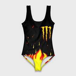 Купальник-боди 3D женский Monster energy fire steel, цвет: 3D-принт