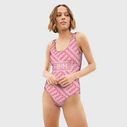 Купальник-боди 3D женский Плавающий эффект - Фирм розовый, цвет: 3D-принт — фото 2