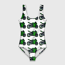 Женский купальник-боди Motorbike green