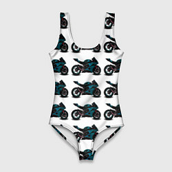 Женский купальник-боди Motorbike blue