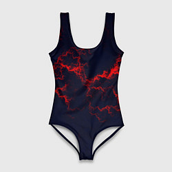 Купальник-боди 3D женский Lightning red glow, цвет: 3D-принт