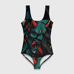 Купальник-боди 3D женский Демоны Они - нейроарт, цвет: 3D-принт