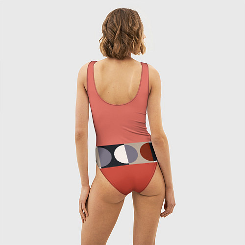 Женский купальник-боди Луна Малевича розовый томат / 3D-принт – фото 4
