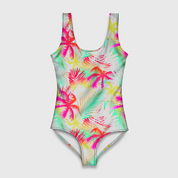 Женский купальник-боди Palm yellow pink