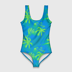 Женский купальник-боди Palm light green light blue