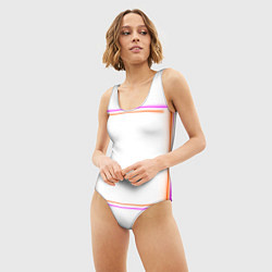 Купальник-боди 3D женский Neon white orange pink, цвет: 3D-принт — фото 2