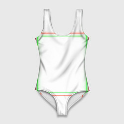 Купальник-боди 3D женский Neon light green red, цвет: 3D-принт