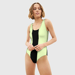 Купальник-боди 3D женский Color light green black line, цвет: 3D-принт — фото 2