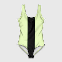 Купальник-боди 3D женский Color light green black line, цвет: 3D-принт