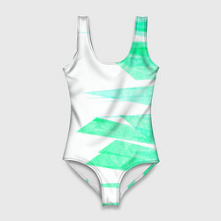 Купальник-боди 3D женский Color white light blue strip, цвет: 3D-принт