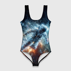 Купальник-боди 3D женский Космонавт парит в космосе среди звезд, цвет: 3D-принт