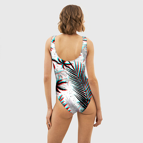 Женский купальник-боди Doom тропики глитч / 3D-принт – фото 4