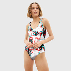 Купальник-боди 3D женский Doom тропики глитч, цвет: 3D-принт — фото 2