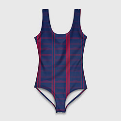 Женский купальник-боди Color blue cage pink stripes