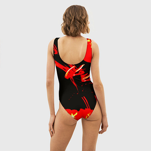 Женский купальник-боди Doom огненный / 3D-принт – фото 4
