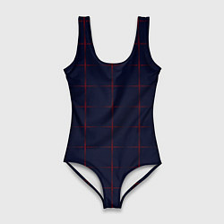 Купальник-боди 3D женский Color dark blue red crosses, цвет: 3D-принт