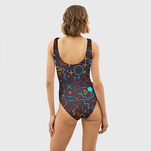 Женский купальник-боди Different shapes of geometry / 3D-принт – фото 4