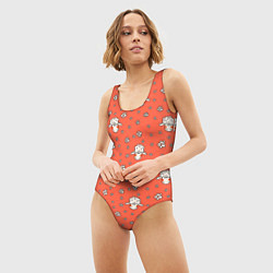 Купальник-боди 3D женский Овечки в цветочках, цвет: 3D-принт — фото 2