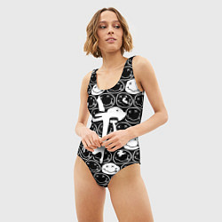 Купальник-боди 3D женский Doom x nirvana pattern, цвет: 3D-принт — фото 2