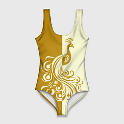 Купальник-боди 3D женский Жар-птица в золотом, цвет: 3D-принт