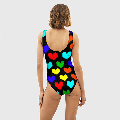 Женский купальник-боди Doom love pixel pattern / 3D-принт – фото 4