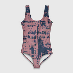 Купальник-боди 3D женский Текстура с потертостями сине-розовая, цвет: 3D-принт