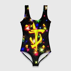 Купальник-боди 3D женский Doom новогодние искры, цвет: 3D-принт