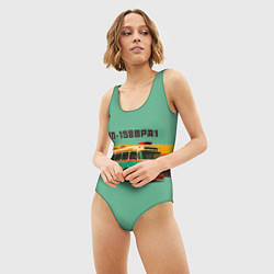 Купальник-боди 3D женский Ретро автобус ЗИЛ 158ВРА1 поп-арт, цвет: 3D-принт — фото 2