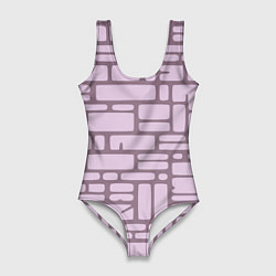 Купальник-боди 3D женский Кирпичная кладка, цвет: 3D-принт