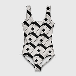 Купальник-боди 3D женский Три буквы: чёрные, цвет: 3D-принт