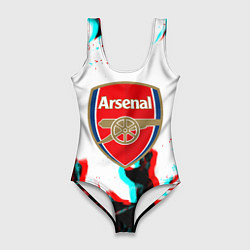 Купальник-боди 3D женский Arsenal огонь глитч, цвет: 3D-принт