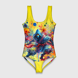 Женский купальник-боди Japanese cool ninja - watercolor fantasy