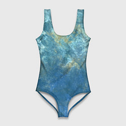 Женский купальник-боди Абстракция - gold in blue-turquoise color