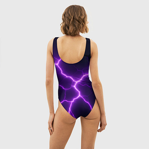 Женский купальник-боди Фиолетовые молнии / 3D-принт – фото 4
