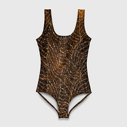 Купальник-боди 3D женский Золотая сеть, цвет: 3D-принт